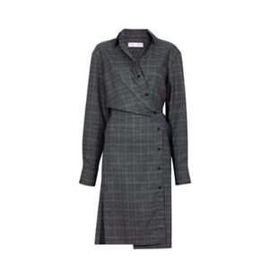 Proenza Schouler White Label Asymmetric Plaid Dress